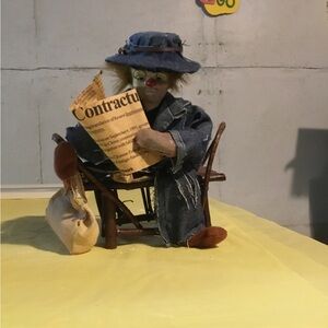 Denim Clown Figurine